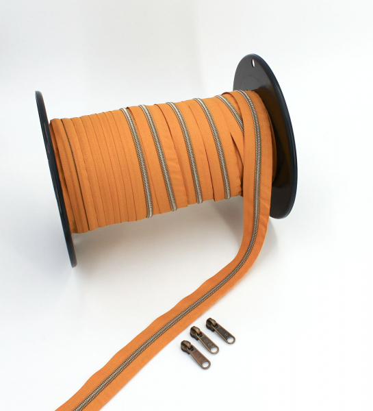 Reißverschluss endlos, metallisiert senf/messing-antik (1m)